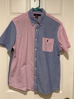 Polo by Ralph Lauren Pink & Blue Vertical Stripe Button-Down Shirt
